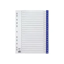 Staples Tabbladen blauw kunststof 11 rings A4 bedrukte tabs 1-20 (set 20 vel)