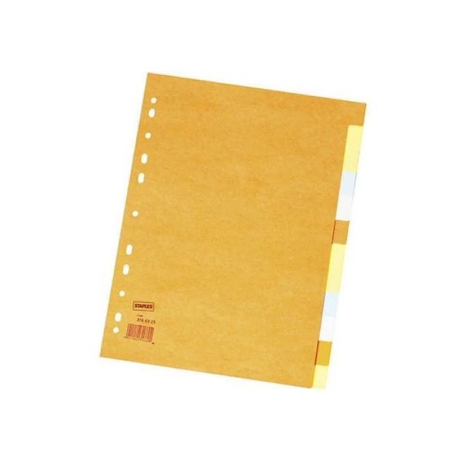 Staples Tabbladen gekleurd karton 11 rings A4 12 onbedrukte tabs (set 12 vel)