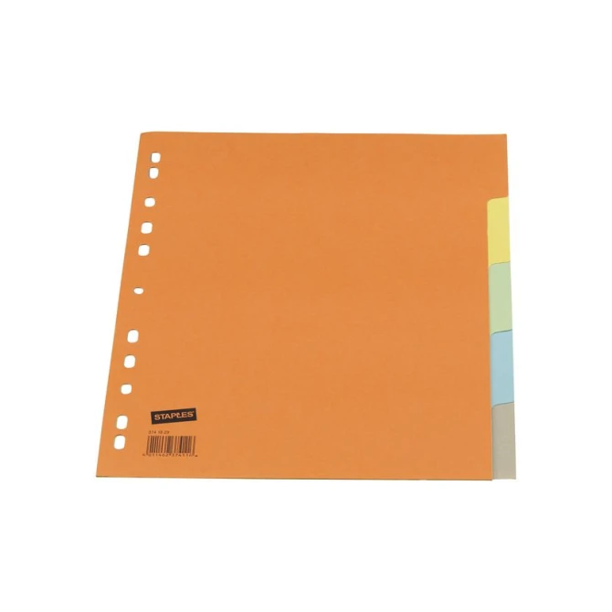 Staples Tabbladen gekleurd karton 11 rings A4 5 onbedrukte tabs (set 5 vel)
