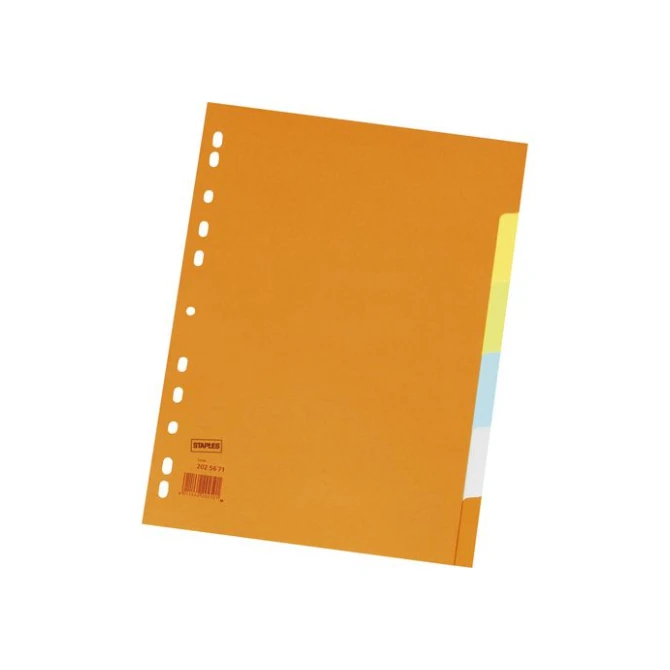 Staples Tabbladen gekleurd karton 11 rings A4 6 onbedrukte tabs (set 6 vel)