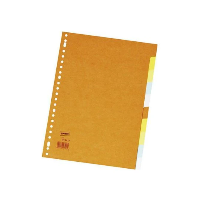 Staples Tabbladen gekleurd karton 23 rings A4 10 onbedrukte tabs (set 10 vel)
