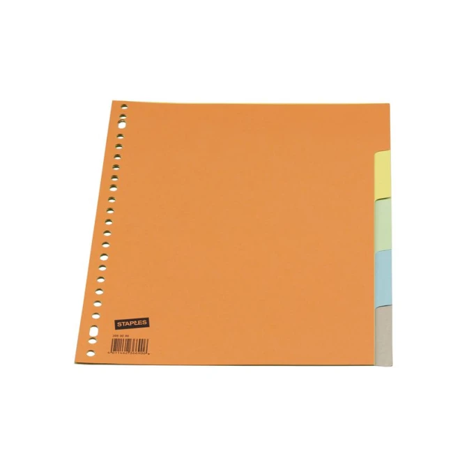 Staples Tabbladen gekleurd karton 23 rings A4 5 onbedrukte tabs (set 5 vel)