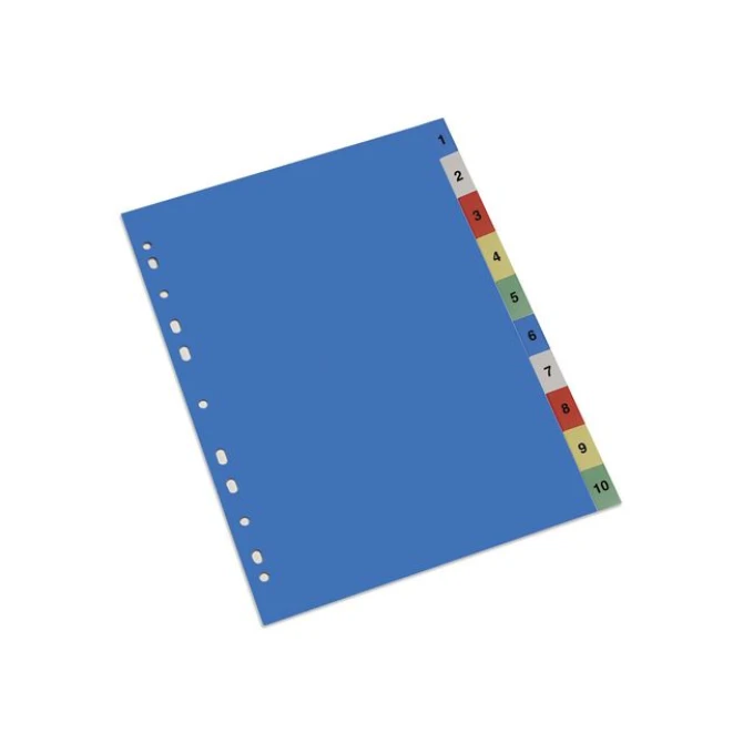 Staples Tabbladen gekleurd kunststof 11 rings A4 bedrukte tabs 1-10 (set 10 vel)