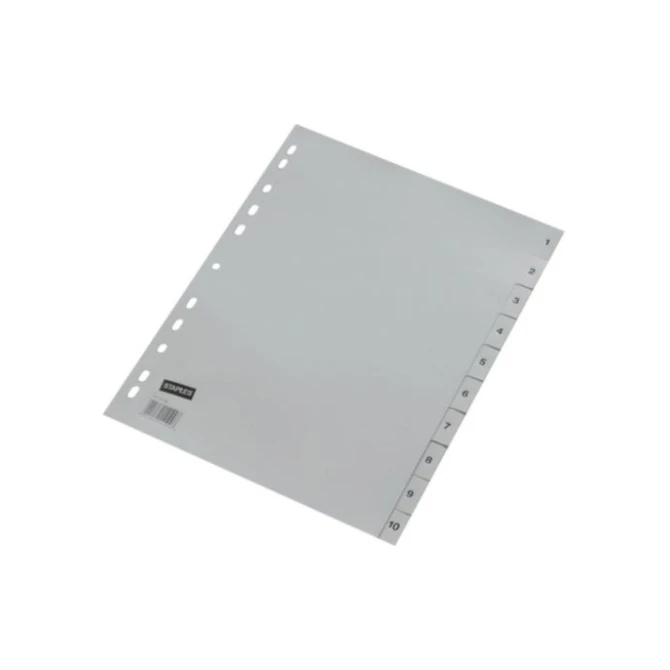 Staples Tabbladen grijs kunststof 11 rings A4 bedrukte tabs 1-10 (set 10 vel)