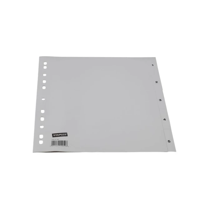 Staples Tabbladen grijs kunststof 11 rings A4 bedrukte tabs 1-5