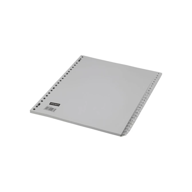 Staples Tabbladen grijs kunststof 23 rings A4 bedrukte tabs 1-52 (set 52 vel)