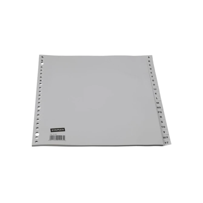 Staples Tabbladen grijs kunststof 23 rings A4 bedrukte tabs A-Z (set 20 vel)