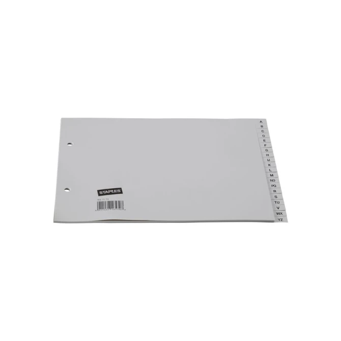 Staples Tabbladen kunststof A4 halfhoog 2-rings A-Z grijs (set 20 vel) Staples Tabbladen kunststof A4 halfhoog 2-rings A-Z grijs (set 20 vel)