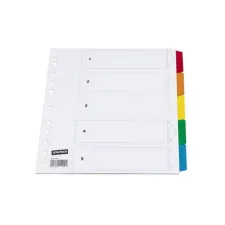 Staples Tabbladen wit karton met gekleurde tabs 11 rings A4 5 onbedrukte tabs (set 5 vel)