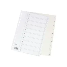 Staples Tabbladen wit kunststof 11 rings A4 indexblad 145 micron 1-10 (set 10 vel)