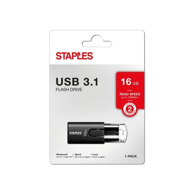 Staples USB-Stick 31 met schuifregelaar 16 GB Zwart (blister 1 stuk) Staples USB-Stick 31 met schuifregelaar 16 GB Zwart (blister 1 stuk)