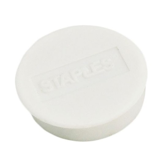 Staples Verpakking met 10 ronde witte magneten van 25 mm met een magnetische kracht 425 gram/m² (doos 10 stuks)