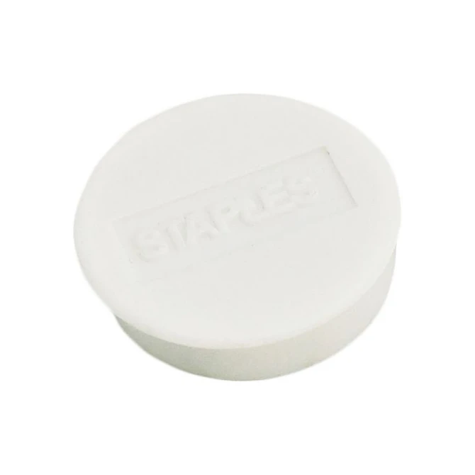 Staples Verpakking met 10 ronde witte magneten van 25 mm met een magnetische kracht 425 gram/m² (doos 10 stuks)