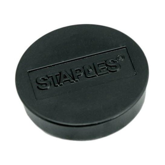 Staples Verpakking met 10 ronde zwarte magneten van 10 mm met een magnetische kracht 160 gram/m² (doos 10 stuks)