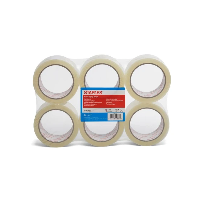 Staples Verpakkingstape PP 50 mm x 66 m Transparant (pak 6 x 66 meter) Staples Verpakkingstape PP 50 mm x 66 m Transparant (pak 6 x 66 meter)