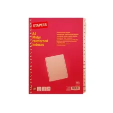 Staples Voorbedrukt tabblad karton 20-delig A4 wit (set 20 vel) Staples Voorbedrukt tabblad karton 20-delig A4 wit (set 20 vel)