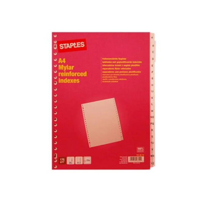 Staples Voorbedrukt tabblad karton 20-delig A4 wit (set 20 vel) Staples Voorbedrukt tabblad karton 20-delig A4 wit (set 20 vel)