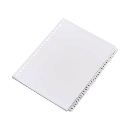 Staples Voorbedrukt tabblad karton 31-delig A4 wit (set 31 vel)