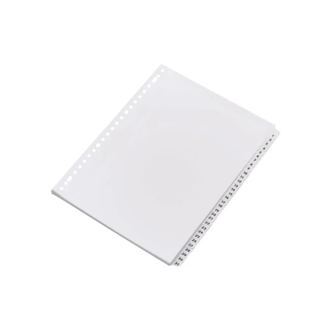 Staples Voorbedrukt tabblad karton 31-delig A4 wit (set 31 vel)