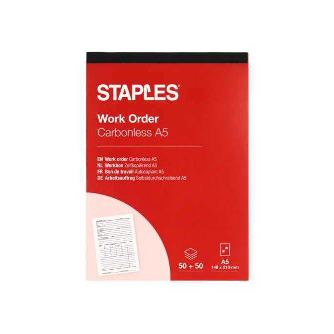 Staples Werkbon Zelfkopiërend A5 (1 blok x 50 vellen)