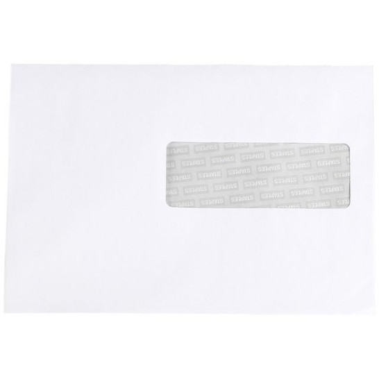 Staples Zakelijke envelop 156 x 220 mm met venster zelfklevend wit (pak 100 stuks)