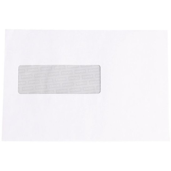 Staples Zakelijke envelop 156 x 220 x 156 mm met venster zelfklevend papier wit (doos 500 stuks)