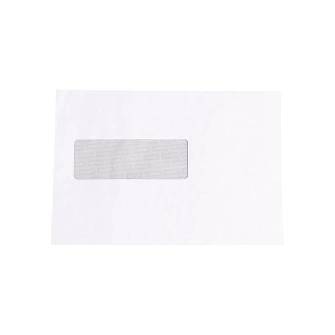 Staples Zakelijke envelop 156 x 220 x 156 mm met venster zelfklevend papier wit (doos 500 stuks)