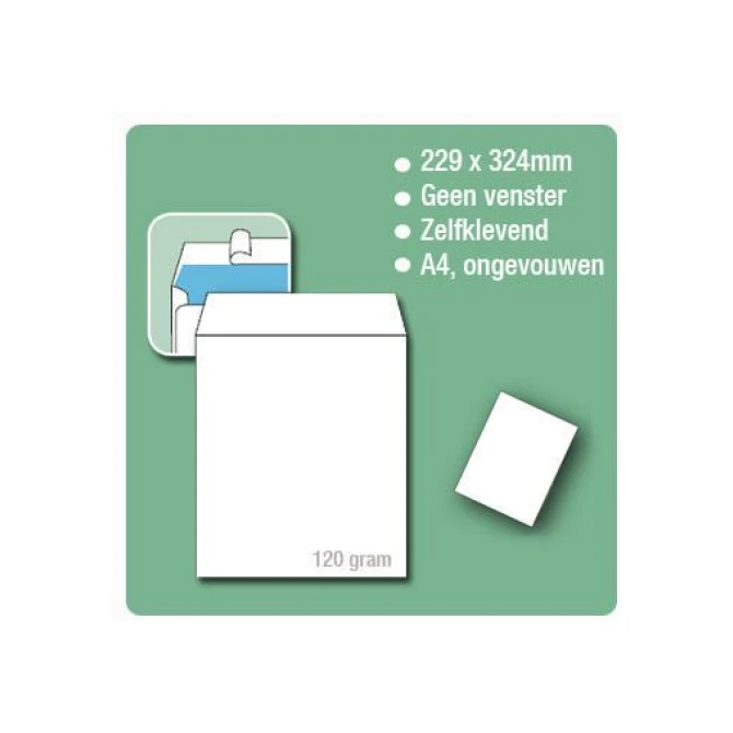 Staples Zakelijke envelop internationaal C4 324 x 229 mm zelfklevend wit (pak 100 stuks)
