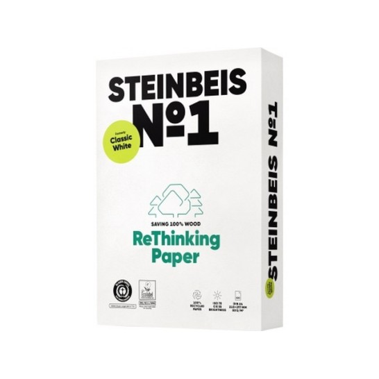 Steinbeis Vision No. 1 Papier A4. Recycled. 80 g/m². Wit (doos 5 x 500 vel)