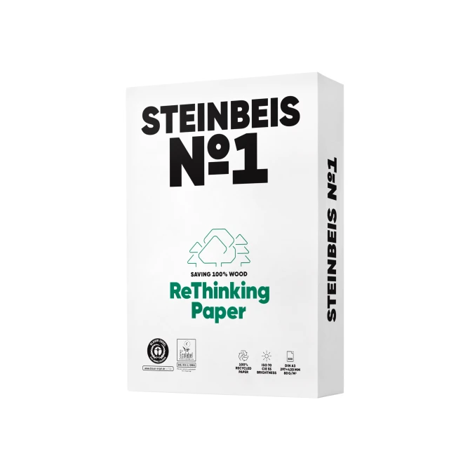 Steinbeis Vision No 1 Papier A4 Recycled 80 g/m² Wit (doos 5 x 500 vel) Steinbeis Vision No 1 Papier A4 Recycled 80 g/m² Wit (doos 5 x 500 vel)
