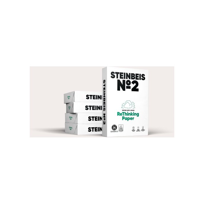 Steinbeis Vision No. 2 Papier A4. Recycled. 80 g/m². Wit (doos 5 x 500 vel) Steinbeis Vision No. 2 Papier A4. Recycled. 80 g/m². Wit (doos 5 x 500 vel)