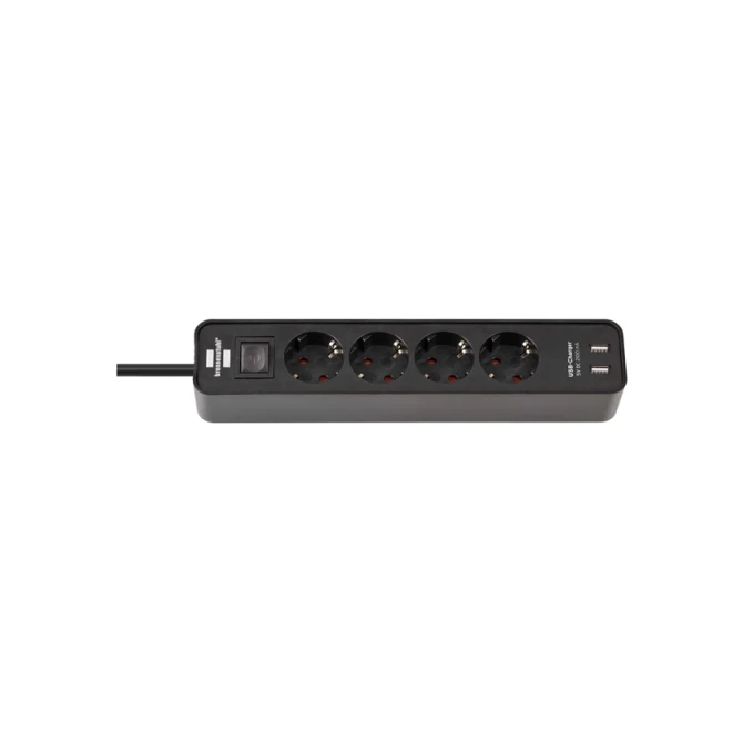 Stekkerdoos 4-voud schak usb 1.5m zwart