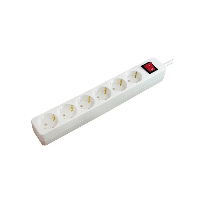 Stekkerdoos 6-voudig 1.4m schakelaar wit