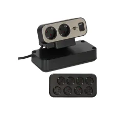 Stekkerdoos buro 1xusbA 1xusbC 2m zwart Stekkerdoos buro 1xusbA 1xusbC 2m zwart