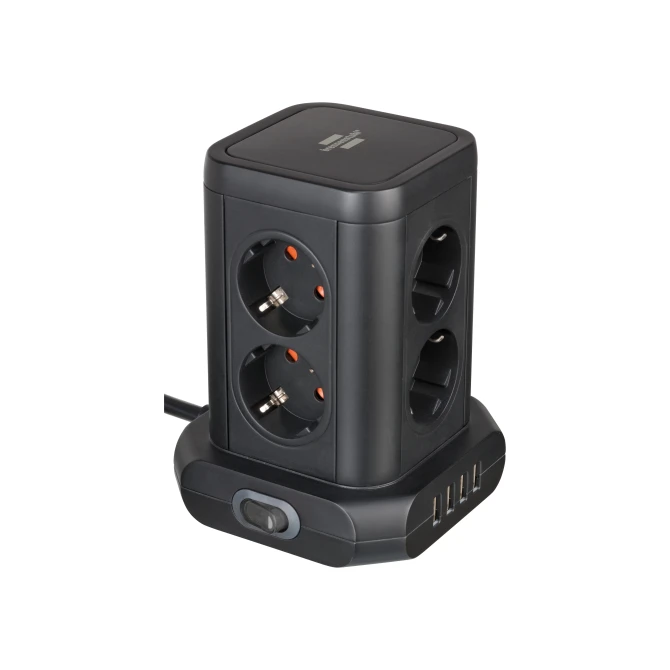 brennenstuhl Stekkerdoos tower power 4usb 8-vd 2m zw