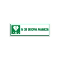 Sticker AED in dit gebouw aanwezig Sticker AED in dit gebouw aanwezig