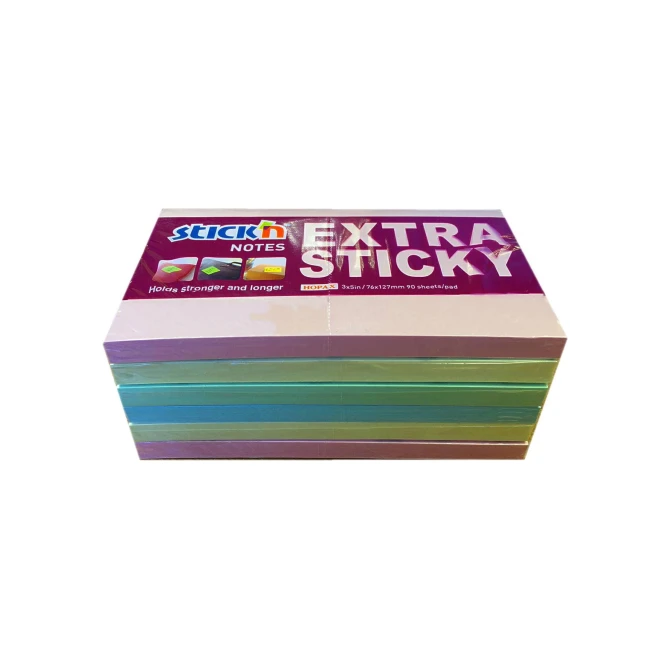 Stickn Extra Sticky Zelfklevend Notitieblok 127 x 76 mm Assorti (6 blokken x 90 vellen)