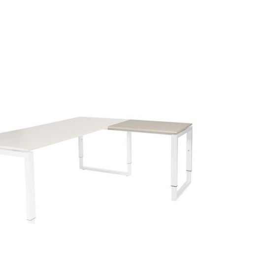 Stretto Plus Verstelbare Aanbouwtafel 80 x 60 cm Licht Eiken Blad Witte Poten