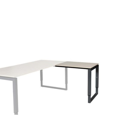 Stretto Plus Verstelbare Aanbouwtafel 80 x 60 cm Licht Eiken Blad Zwarte Poten
