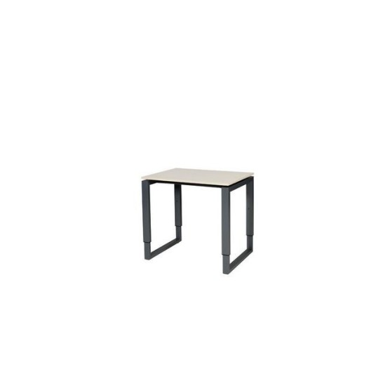 Stretto Plus Verstelbare Aanbouwtafel 80 x 60 cm Licht Eiken Blad Zwarte Poten