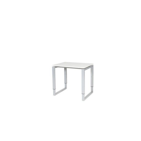 Stretto Plus Verstelbare Aanbouwtafel 80 x 60 cm Lichtgrijs Blad Aluminium Poten