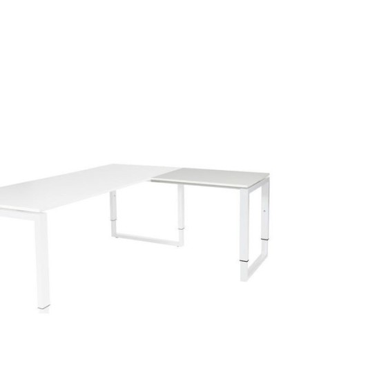 Stretto Plus Verstelbare Aanbouwtafel 80 x 60 cm Lichtgrijs Blad Witte Poten