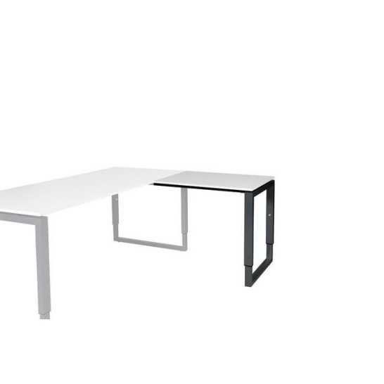 Stretto Plus Verstelbare Aanbouwtafel 80 x 60 cm Lichtgrijs Blad Zwarte Poten