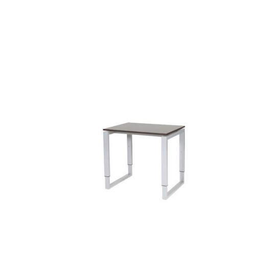 Stretto Plus Verstelbare Aanbouwtafel 80 x 60 cm Logan Eiken Blad Aluminium Poten