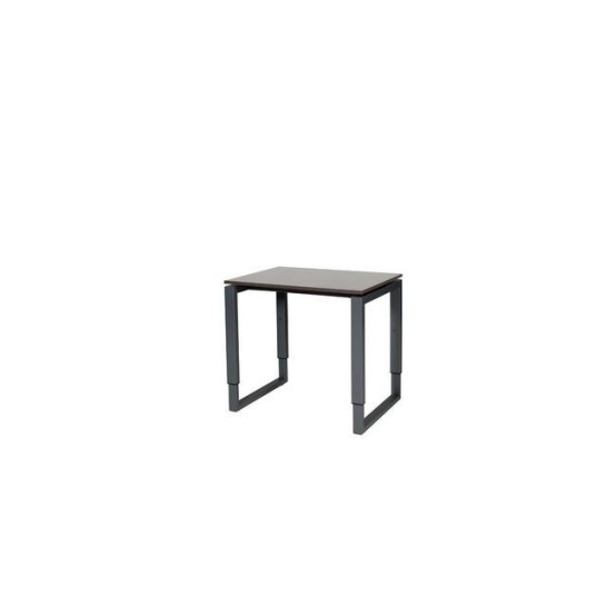 Stretto Plus Verstelbare Aanbouwtafel 80 x 60 cm Logan Eiken Blad Zwarte Poten