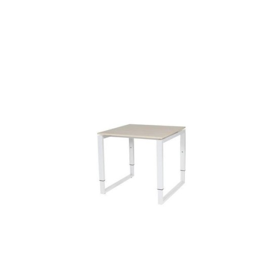 Stretto Plus Verstelbare Aanbouwtafel 80 x 80 cm Licht Eiken Blad Witte Poten