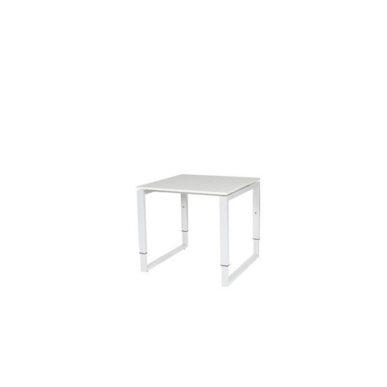 Stretto Plus Verstelbare Aanbouwtafel 80 x 80 cm Lichtgrijs Blad Witte Poten