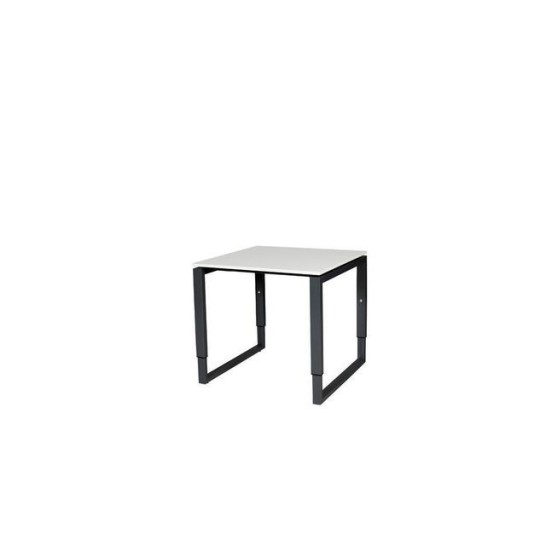 Stretto Plus Verstelbare Aanbouwtafel 80 x 80 cm Lichtgrijs Blad Zwarte Poten