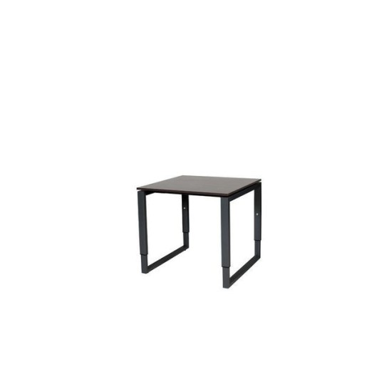 Stretto Plus Verstelbare Aanbouwtafel 80 x 80 cm Logan Eiken Blad Zwarte Poten