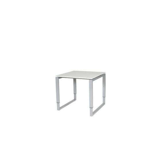 Stretto Plus Verstelbare Aanbouwtafel 80 x 80 cm Wit Blad Aluminium Poten